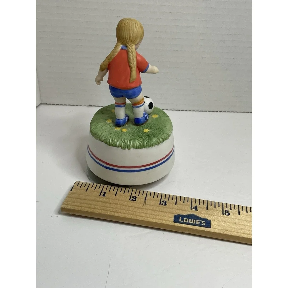 Music Box Company Playmate Soccer  Football Girl Musical Figurine San Francisco